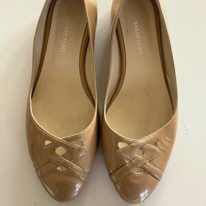 Sarah Flint Nude Patent-Leather Ballet Flats Size 40 Made in Italy